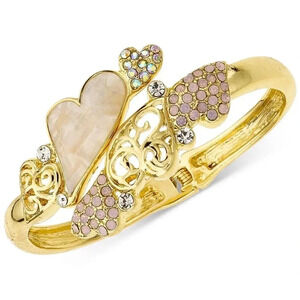 Anthrpologie Heart Pave Bangle Bracelet